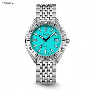 Kev cai Tiffany Blue Dial Txiv neej Diving Watch Nrog Swiss SW200-1 Tsiv