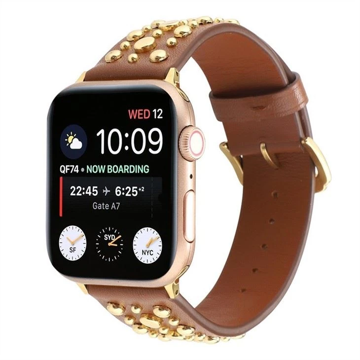 Suitable For Apple Watch Apple Watch Rivet Leather Strap Full Nail High Street Wristband IWatch Gold Rivet